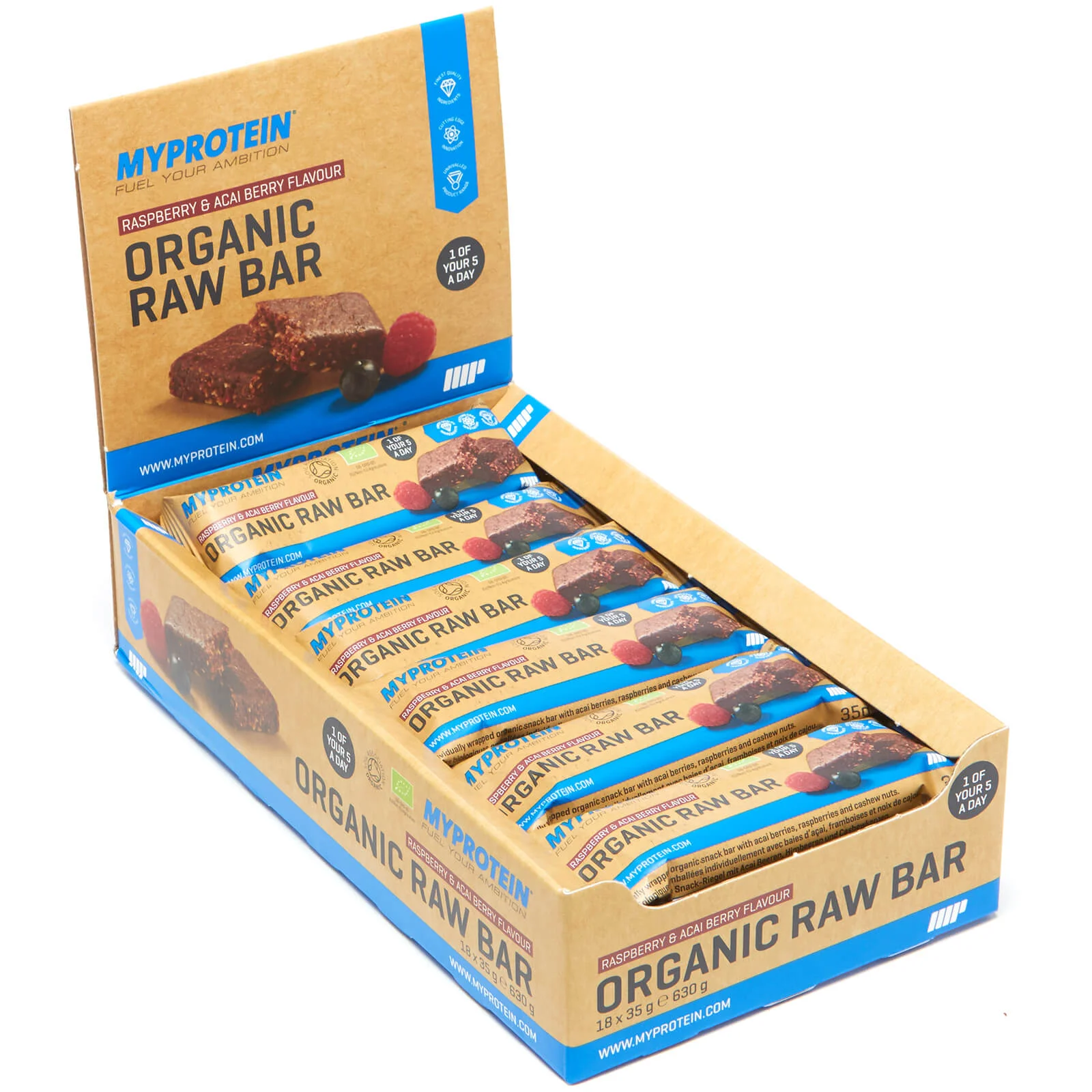 Organic Snack Bar - 18 x 35g - Органична малина & акай Изображение 1
