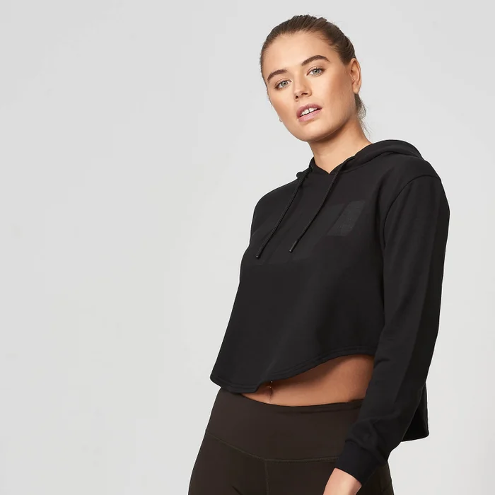 Myprotein Cropped Logo Hoodie - Black