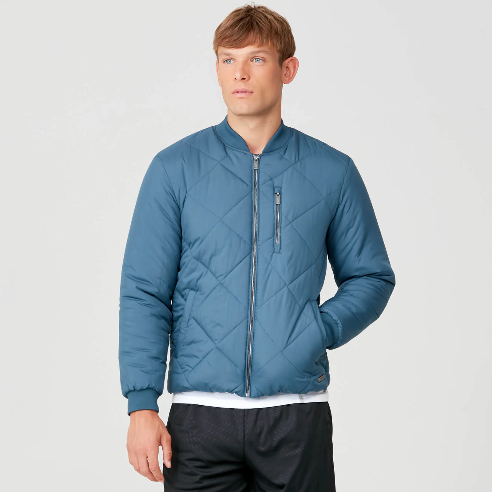 MP Men's Pro-Tech Quilted Bomber Jacket - Petrol Blue - XS Изображение 1