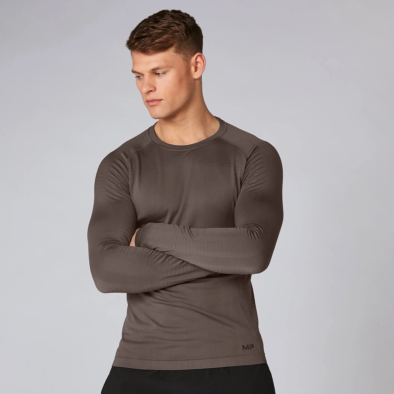 MP Men's Elite Seamless Long Sleeve Top - Driftwood - XS Изображение 1
