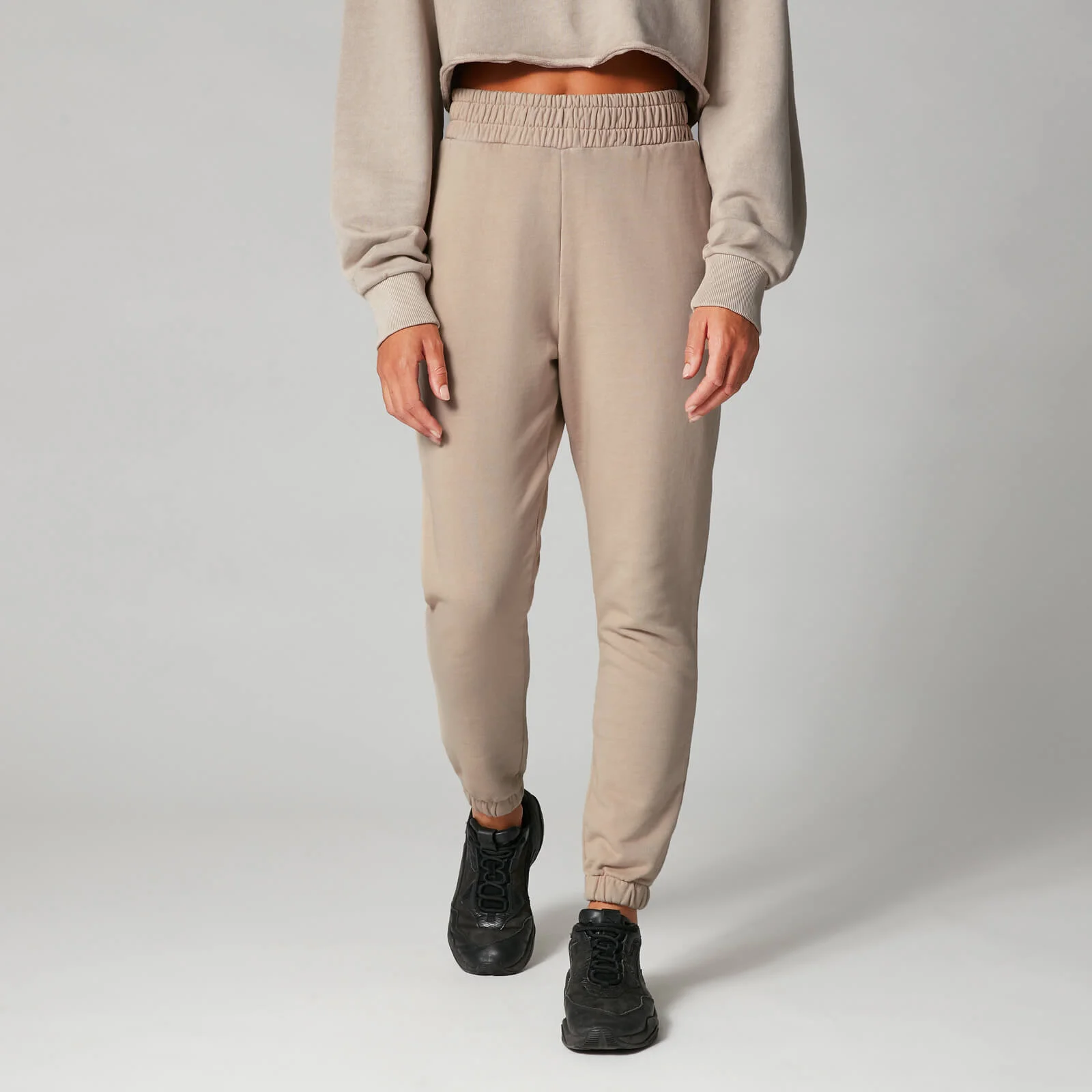 High-Waisted Washed Joggers - Brown - XS Изображение 1