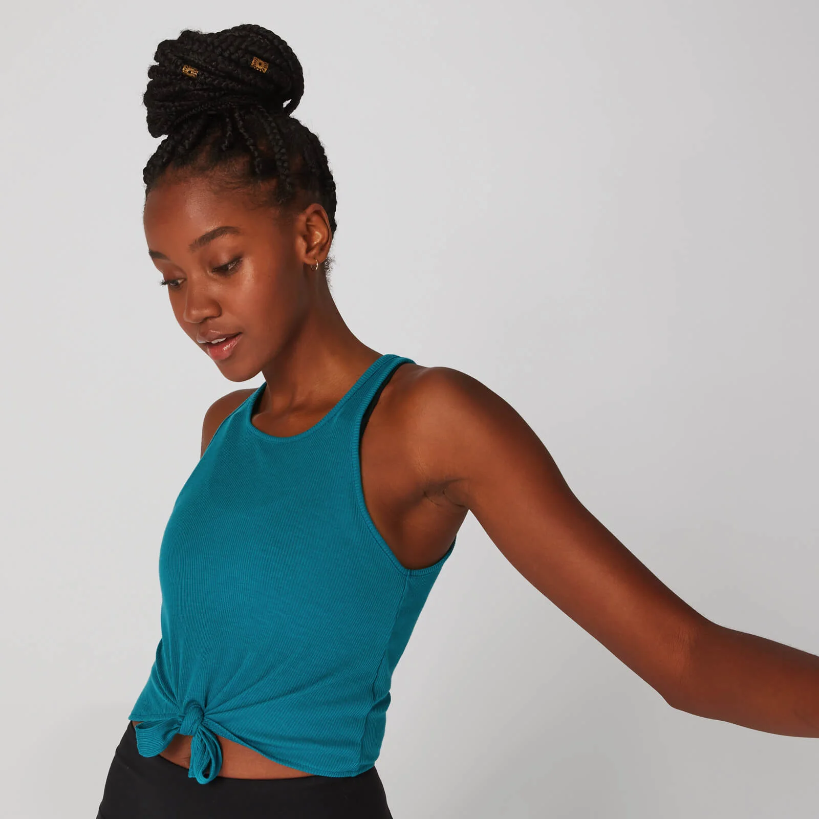 Rib Tie Front Vest - Blue - XS Изображение 1