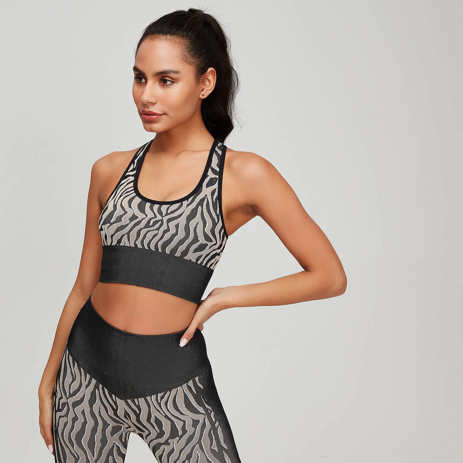 MP Women's Animal Zebra Seamless Sports Bra - Black/Praline - XS Изображение 1