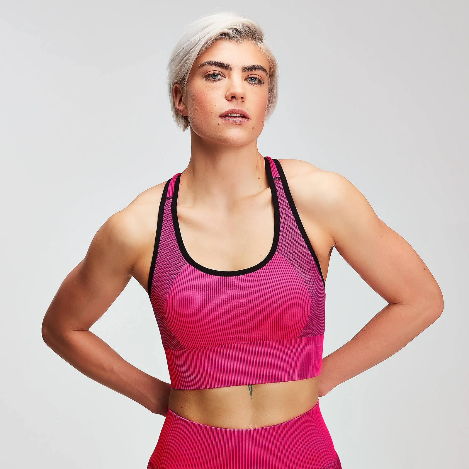 MP Women's Contrast Seamless Sports Bra - Super Pink - XS Изображение 1