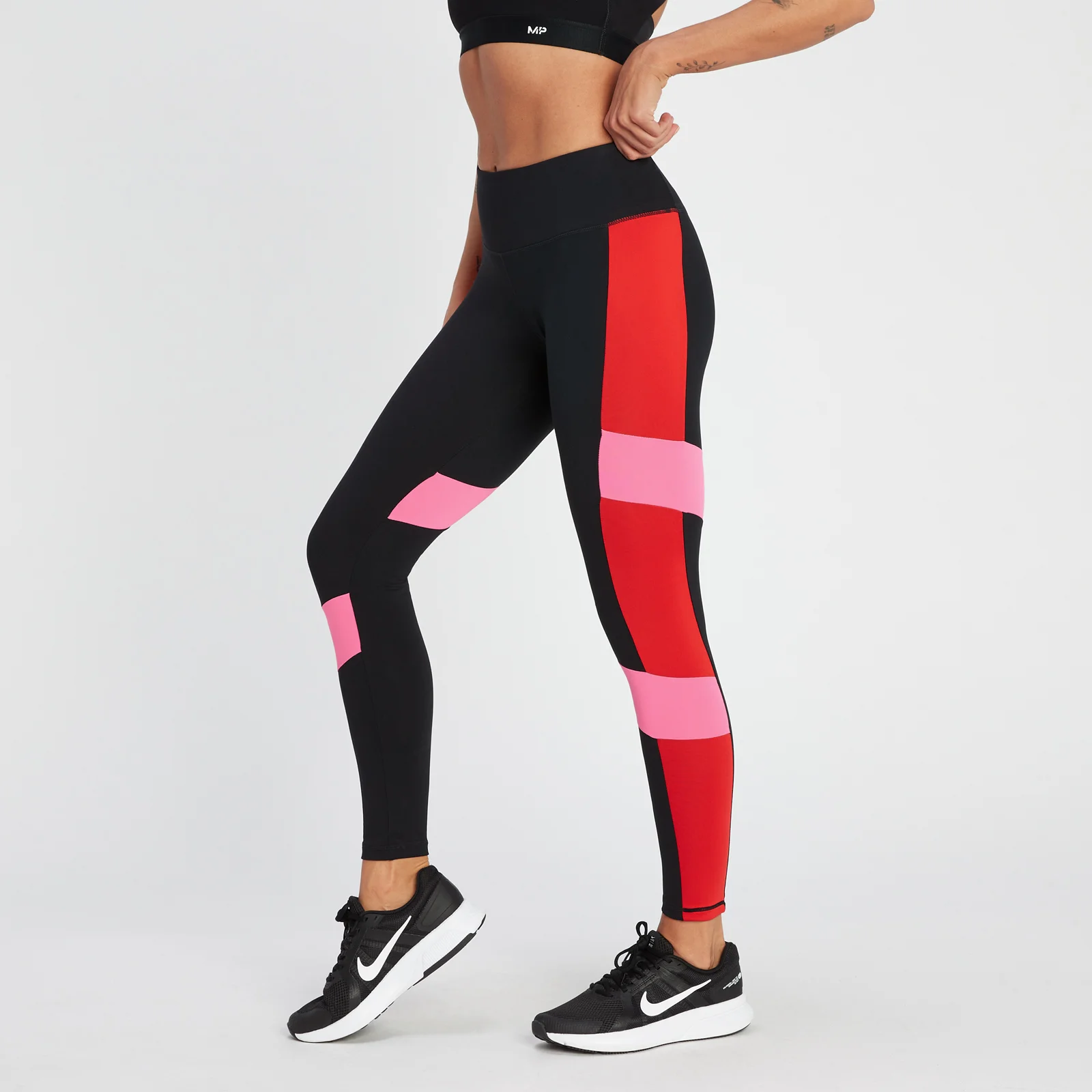 MP Women's Power Colour Block Leggings - Black/Danger - XS Изображение 1