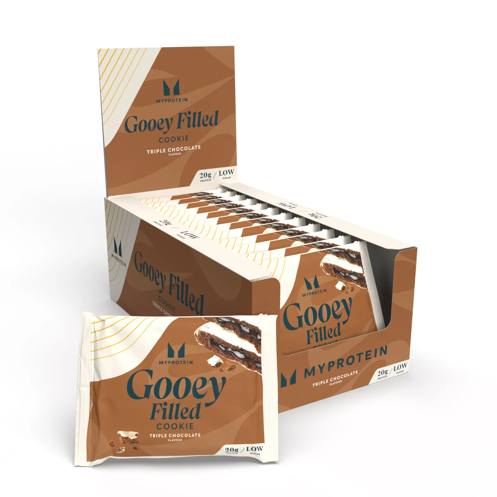 Печена протеинова бисквитка - 12 x 75g - Triple Chocolate (Gooey Filled) Изображение 1