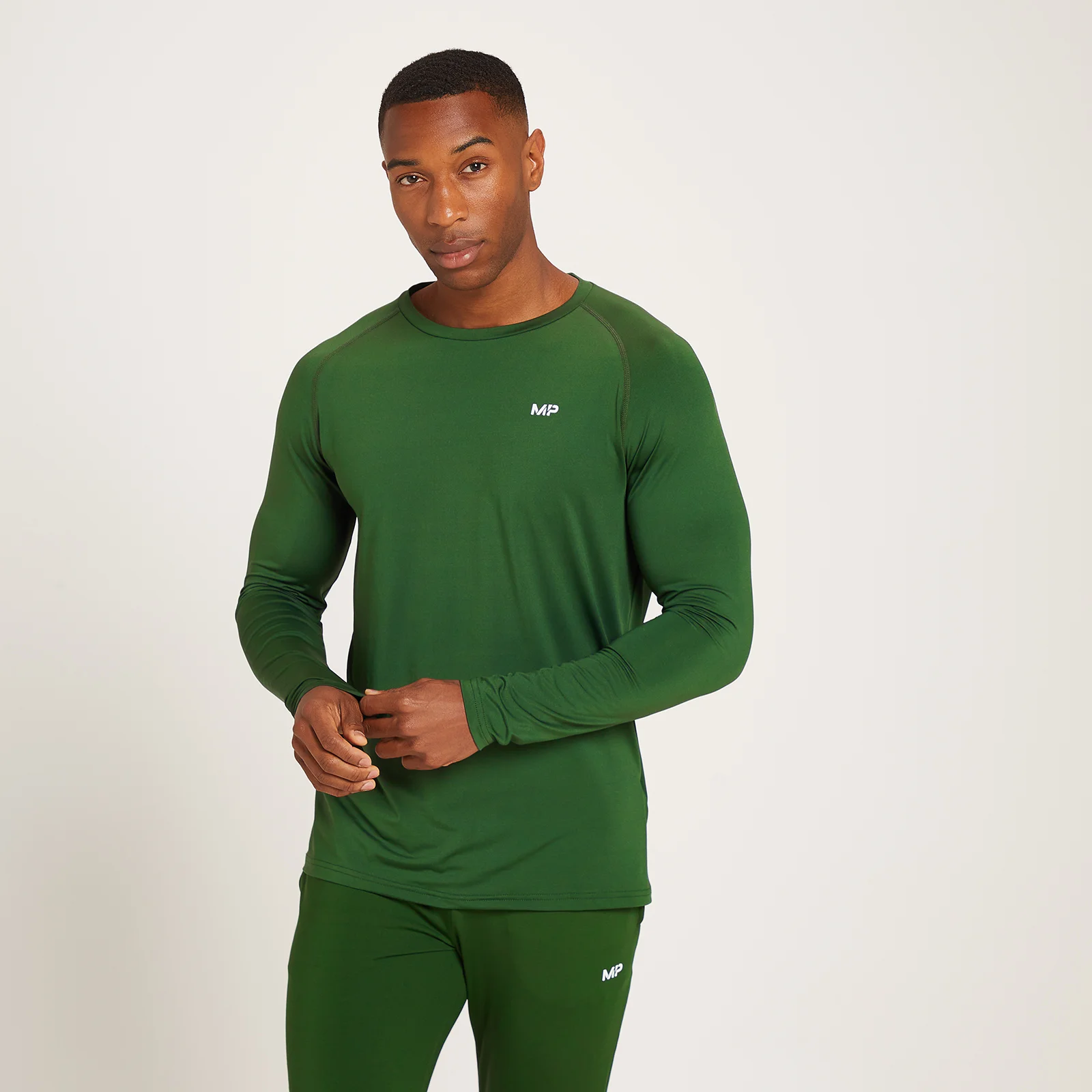 MP Men's Linear Mark Graphic Training Long Sleeve T-Shirt - Dark Green - XXS Изображение 1