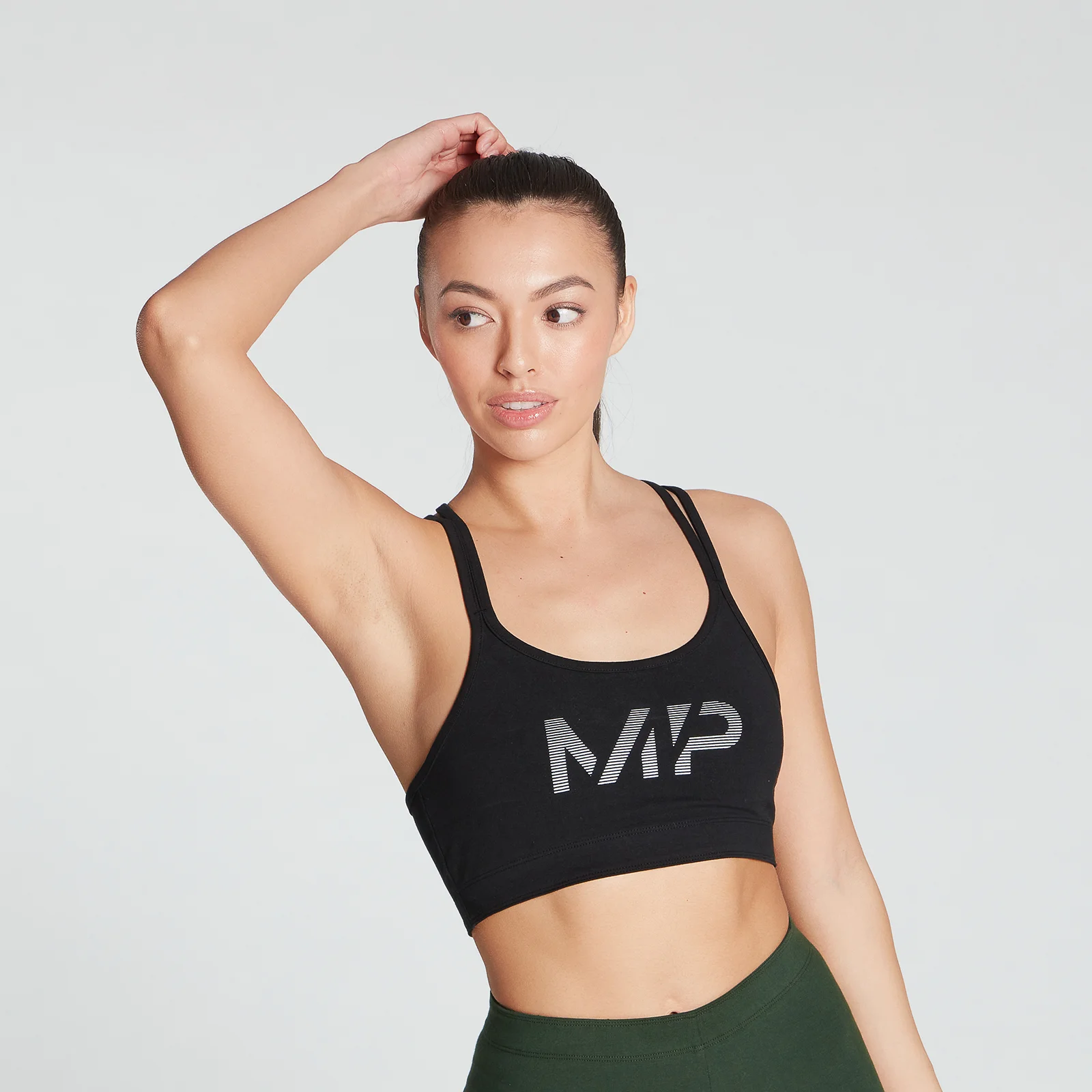 MP Women's Gradient Line Graphic Sports Bra - Black - XXS Изображение 1