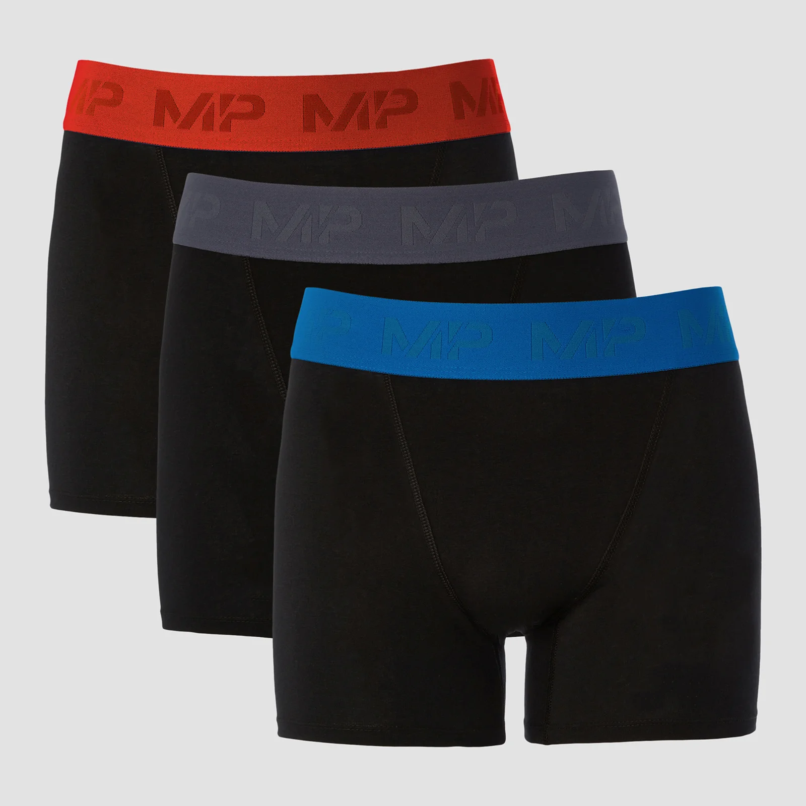 MP Men's Coloured Waistband Boxers (3 Pack) - Black/Graphite/True Blue/Fire - XXS Изображение 1