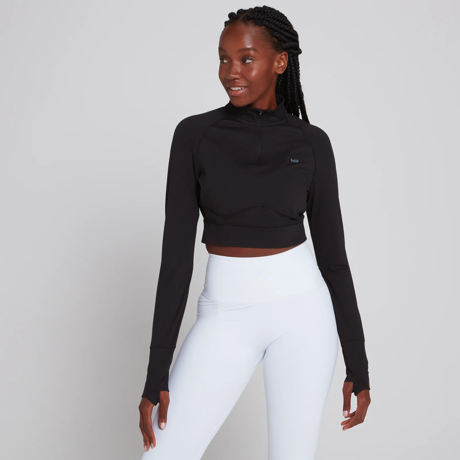 Дамски скъсен топ с 1/4 цип Power Ultra на MP – черен - XXS Изображение 1