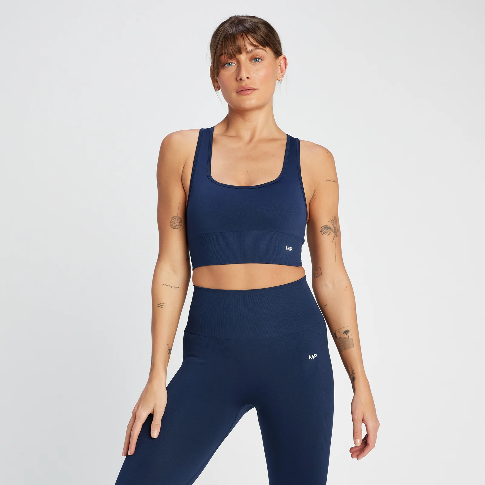 MP Women's Shape Seamless Cross Strap Sports Bra - Navy - XXS Изображение 1