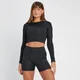 MP Tempo Reversible Дамско двустранно късо горнище с дълъг ръкав — черен