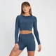 MP Tempo Reversible Дамско двустранно късо горнище с дълъг ръкав — наситено сив