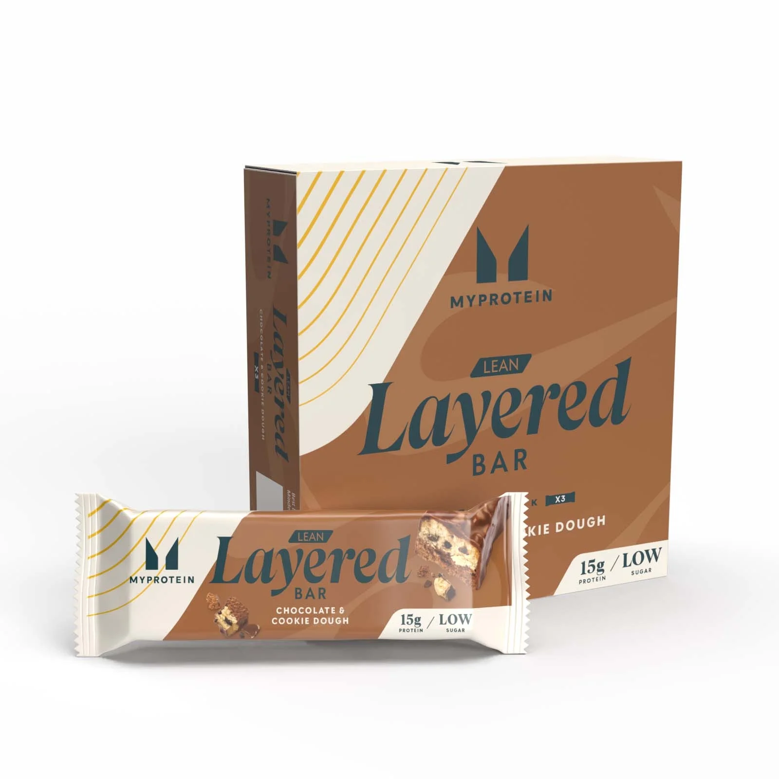 Lean Layered Bar - 3 x 40g - Бисквитено тесто с шоколад Изображение 1