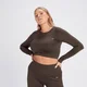 MP Shape Дамско безшевно късо горнище с дълги ръкави – кафяв