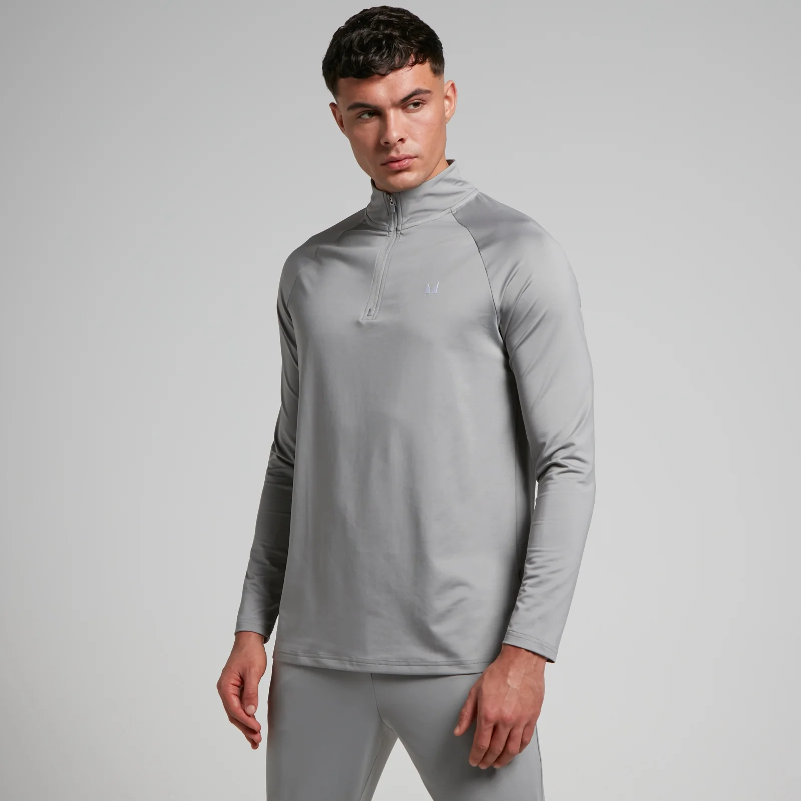 MP Мъжко спортно горнище с 1/4 цип — сиво-черно - XS Изображение 1