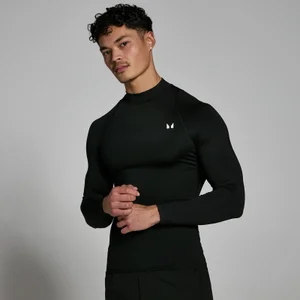MP Мъжка спортна термо блуза с поло и дълъг ръкав - черна - Size S