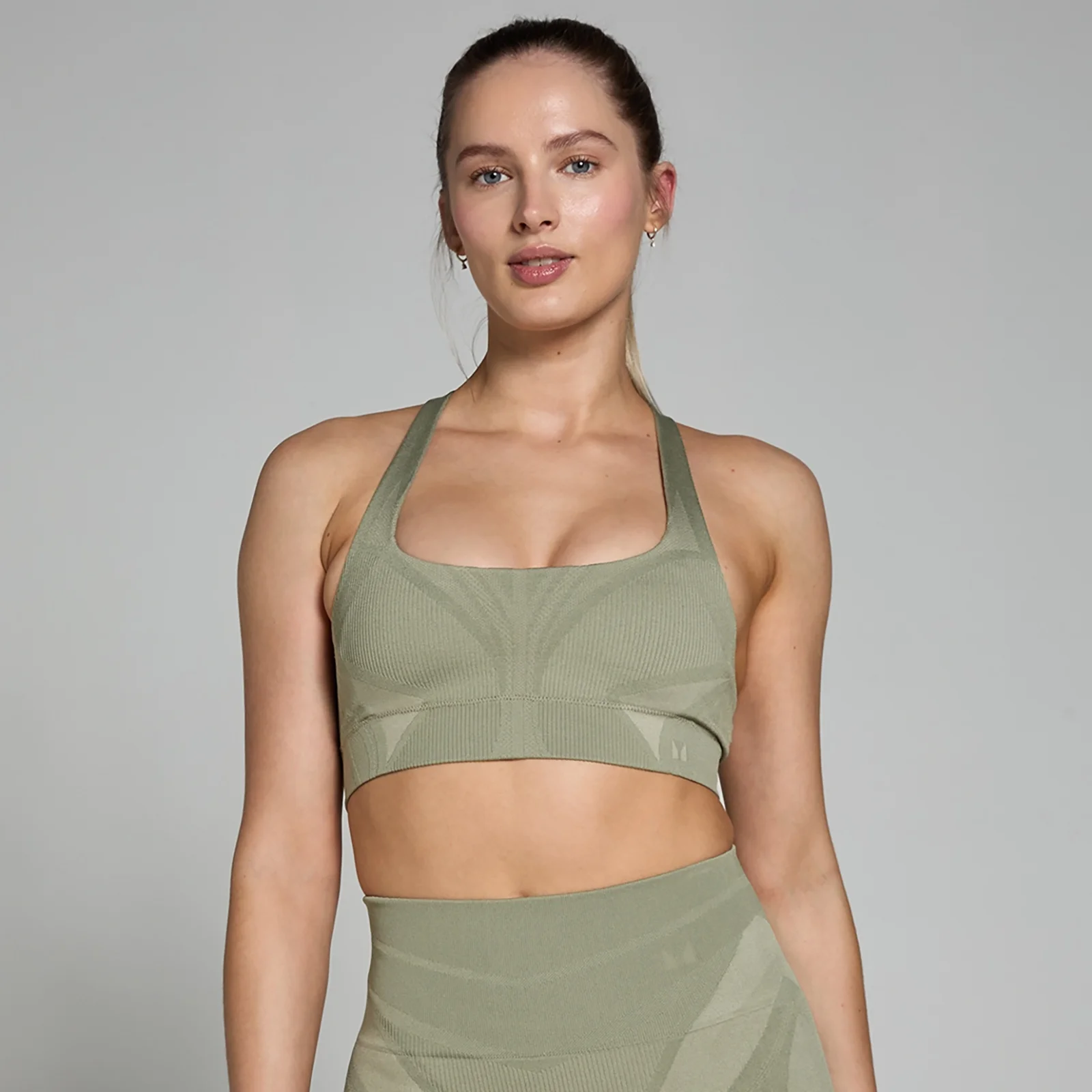 MP Tempo Ultra Geometric Дамски безшевен спортен сутиен - сиво-кафяво - XS Изображение 1