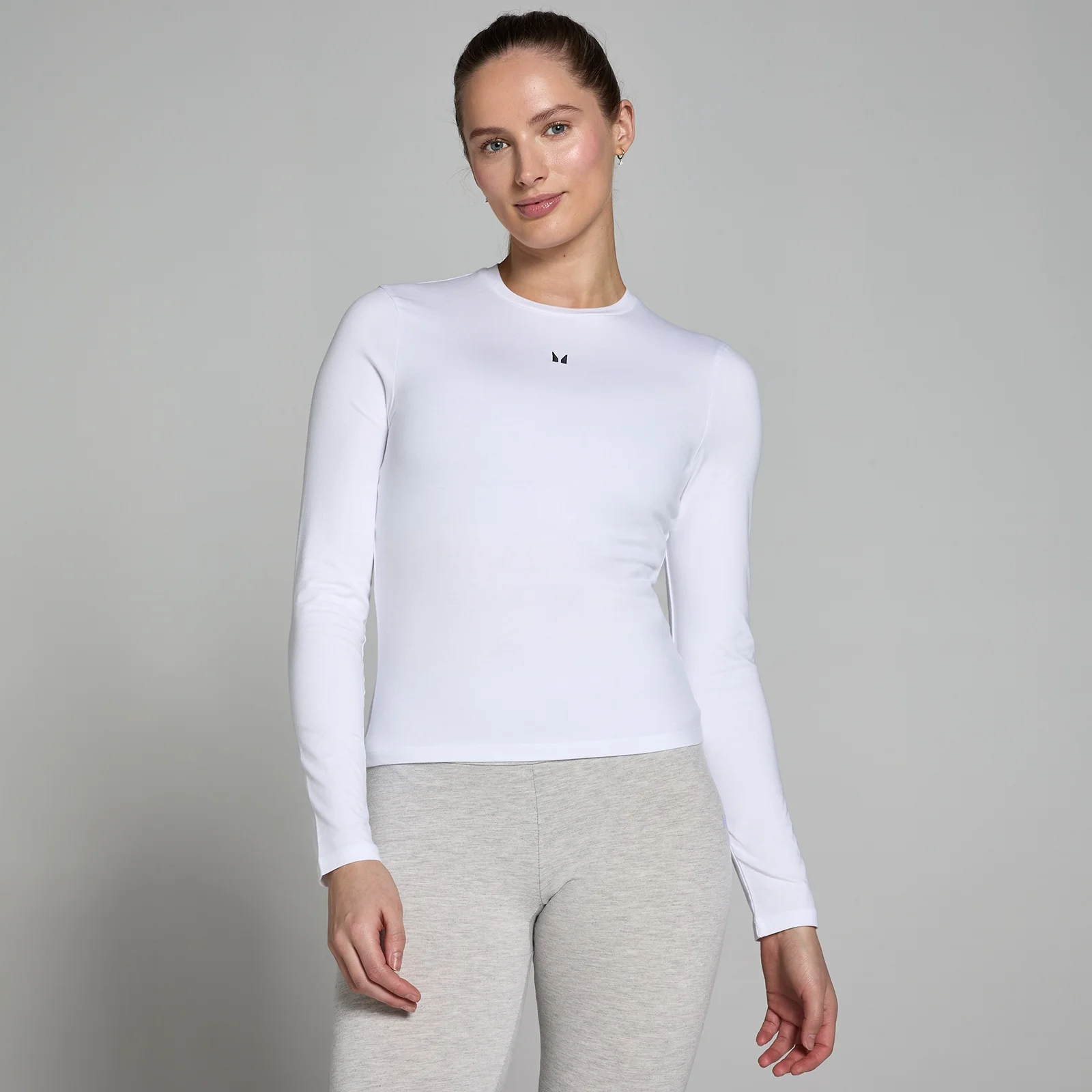 MP Дамска основна тениска с дълъг ръкав Body Fit – бяла - XXS Изображение 1