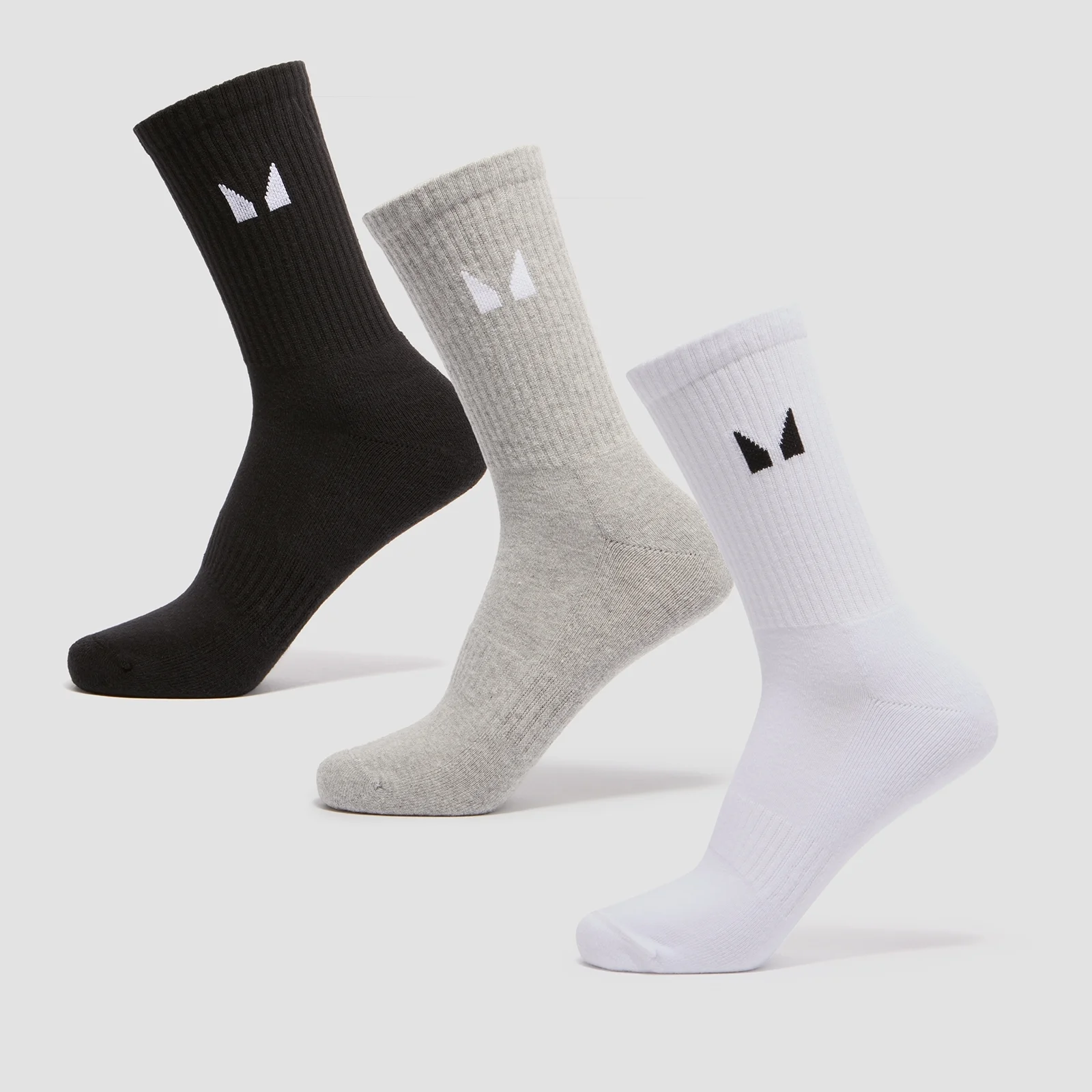 MP Unisex Crew Socks (3 Pack) - White/Black/Grey Marl - UK 12-14 Изображение 1
