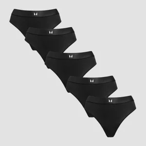 MP Women's Mid Rise Thong (5 Pack) - Black - Size L