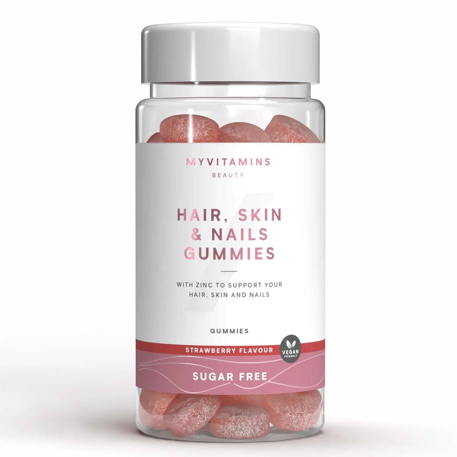 Дъвчащи таблетки без захар за коса, кожа и нокти - 60gummies - Sugar Free Strawberry Изображение 1