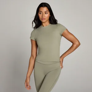 MP Tempo Body Fit Дамска тениска с къс ръкав – сиво-кафява - Size XS