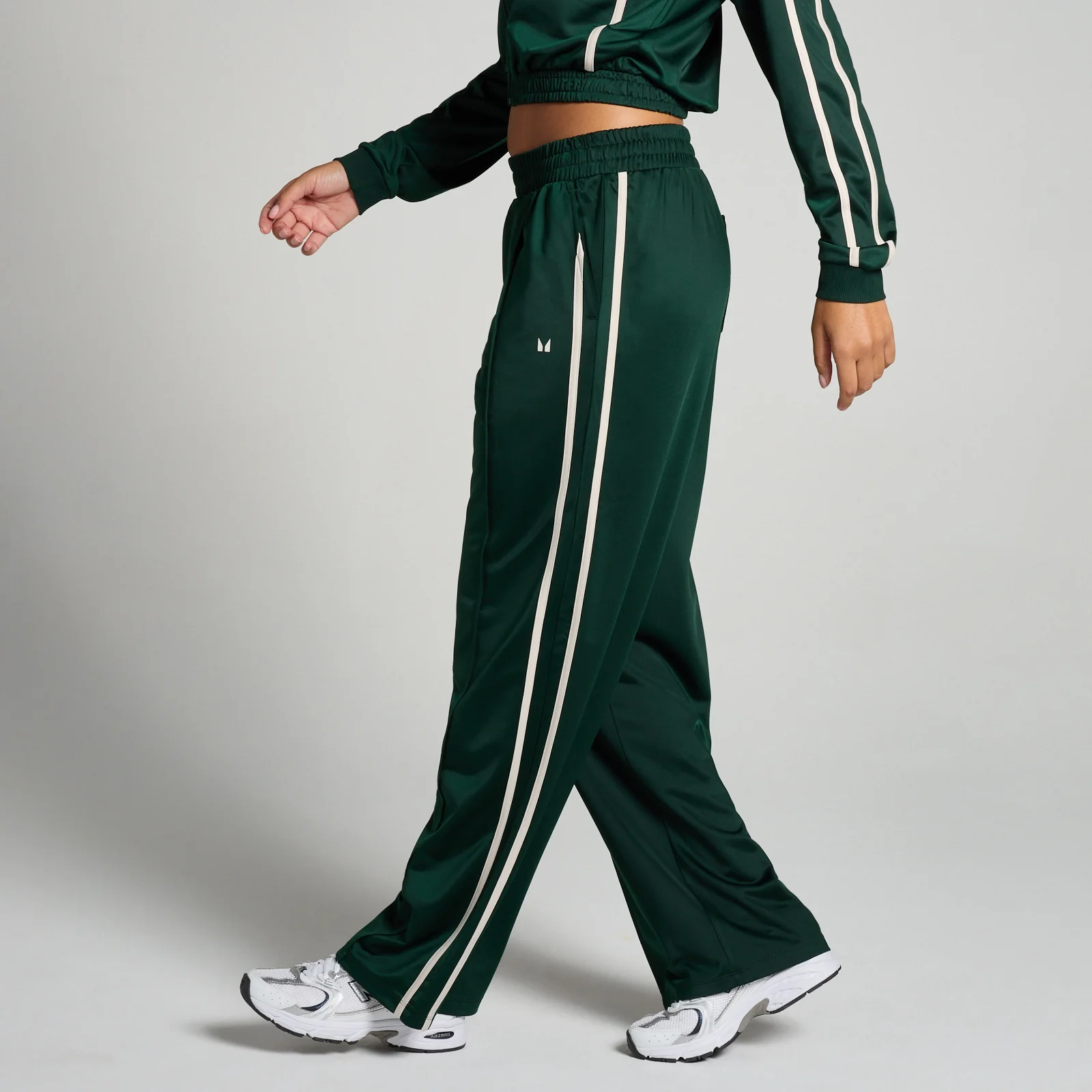 MP Дамски трикотажен спортен анцуг с права кройка - тъмно изумрудено зелено - L Изображение 1