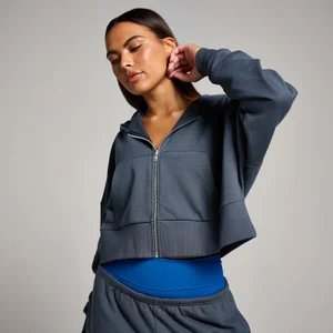 MP Tempo Дамски къс суитчър с качулка и цял цип - среднощно черно - Size XS