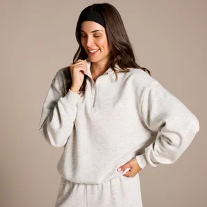 MP X Aleksandra Блуза с 1/4 цип - Светло сив меланж - Size XS