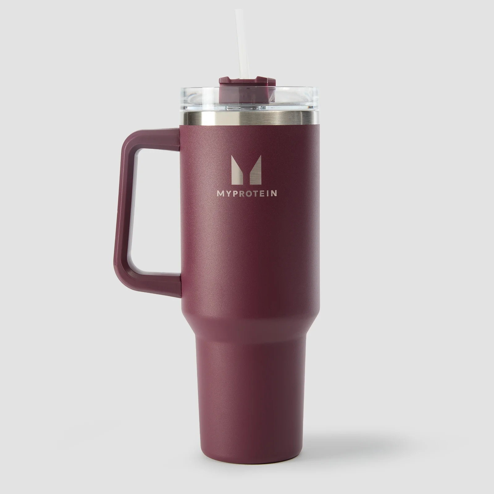 Myprotein метална бутилка със странична дръжка и сламка 1200 ml - наситено бордо Изображение 1