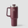 Myprotein метална бутилка със странична дръжка и сламка 1200 ml - наситено бордо