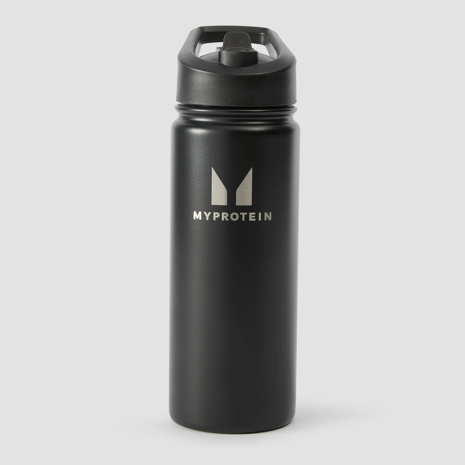 Myprotein рециклирана метална бутилка със сгъваема сламка 500ml – цвят черен Изображение 1