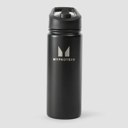Myprotein рециклирана метална бутилка със сгъваема сламка 500ml – цвят черен
