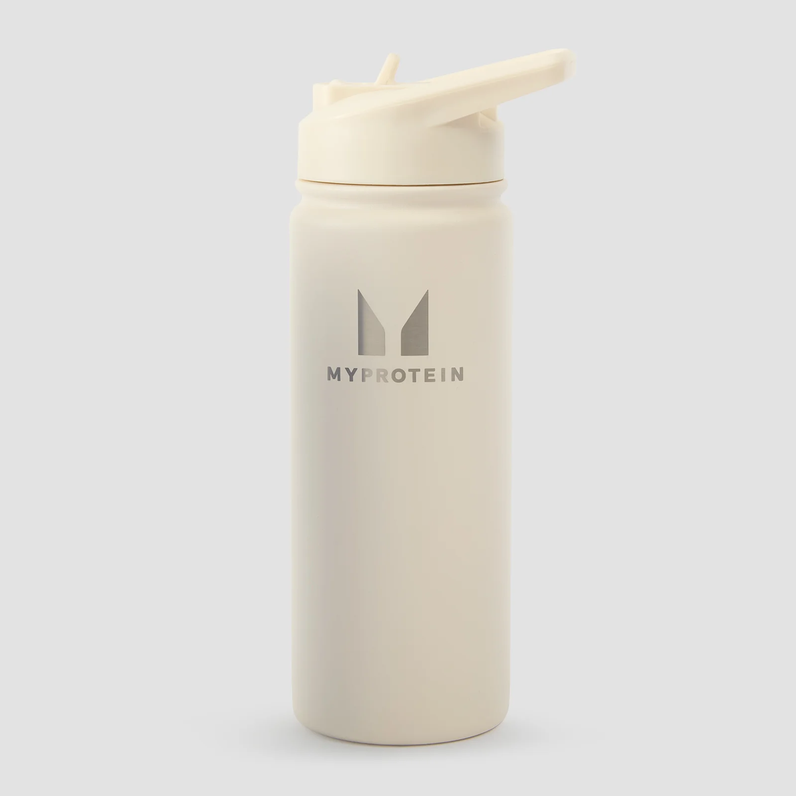 Myprotein рециклирана метална бутилка със сгъваема сламка 500ml – натурален крем Изображение 1