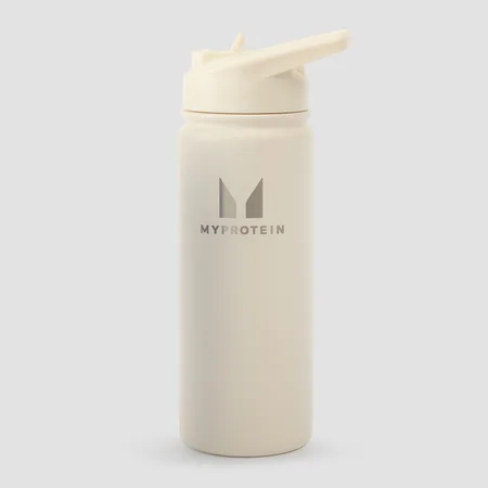 Myprotein рециклирана метална бутилка със сгъваема сламка 500ml – натурален крем