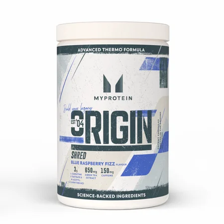 Origin Shred предтренировъчна формула - 60SERVINGS, 660g - Blue Raspberry Fizz