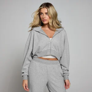 МР Soft Touch Дамски суитчър с качулка и цип – сив меланж - Size XS