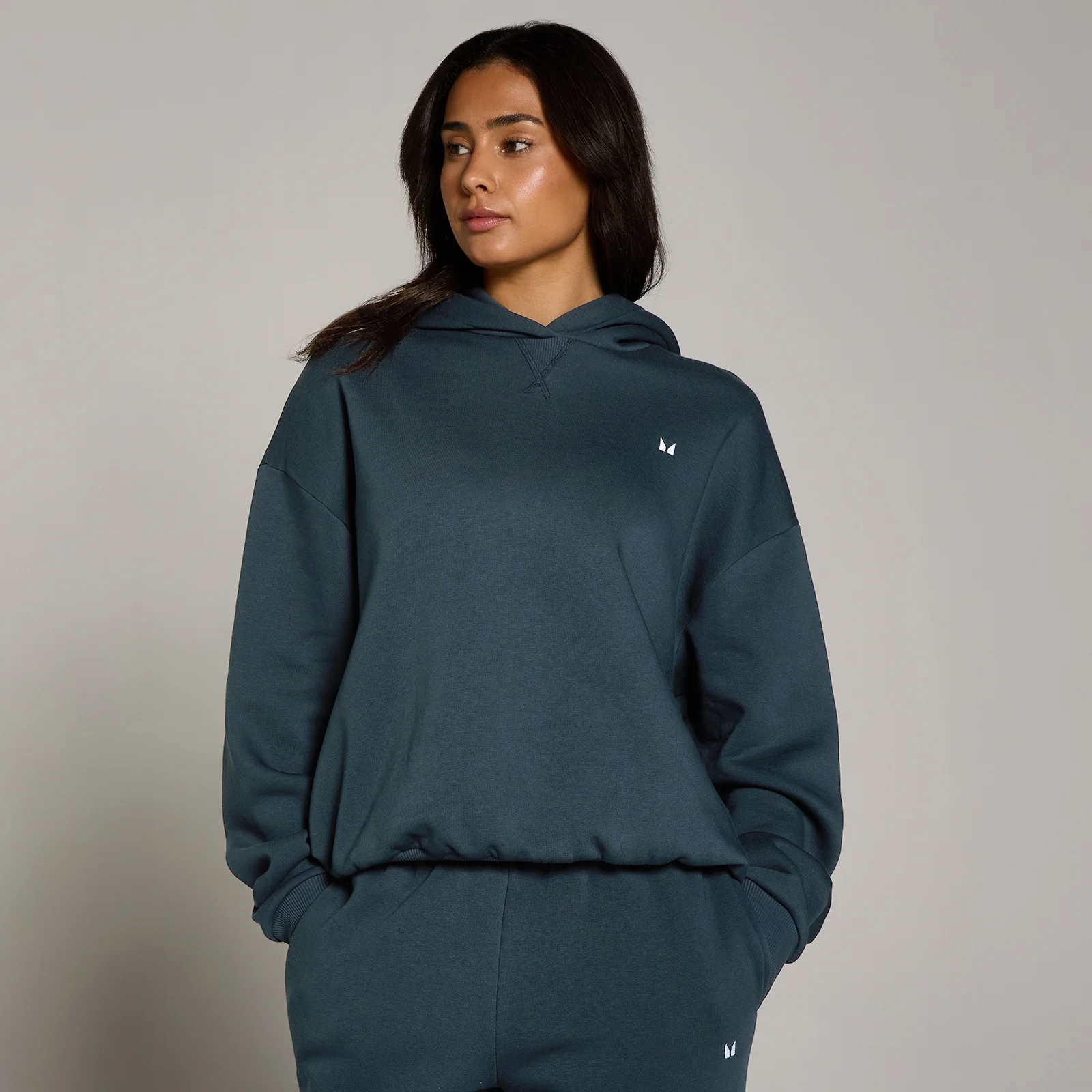 MP суитшърт с качулка Basics Oversized за жени - матово синьо - M Изображение 1