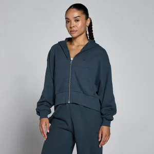 MP женски лек суитшърт с качулка и цип от хавлиено плетиво - матово синьо - Size XS