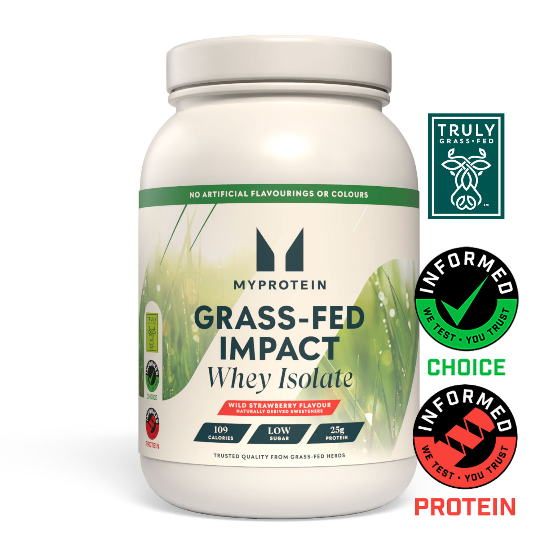 Myprotein Impact Whey Isolate, Grass Fed Wild Strawberry (naturally derived sweeteners), 1kg Изображение 1