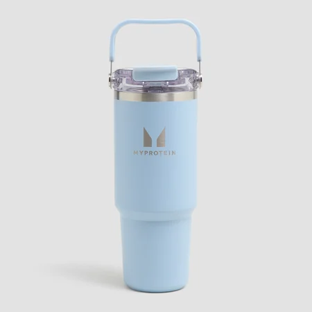 Myprotein рециклирана метална бутилка със сламка и горна дръжка 900 ml - бебешко синьо