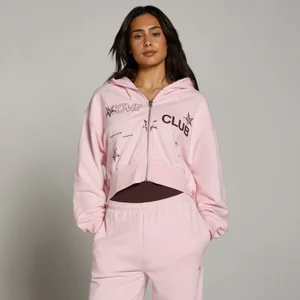 MP дамски Move Club Graphic лек суитшърт с качулка от loopback плат с цип - пудра - Size L