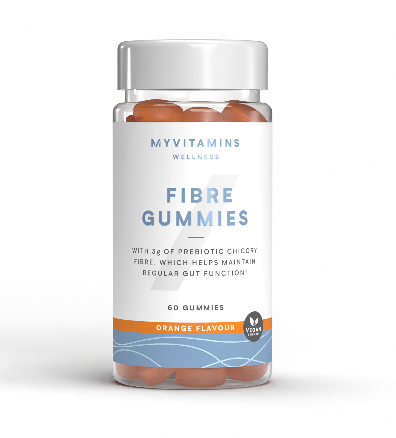 Желирани мечета с високо съдържание на фибри - 60 gummies, 30servings - Портокал Изображение 1