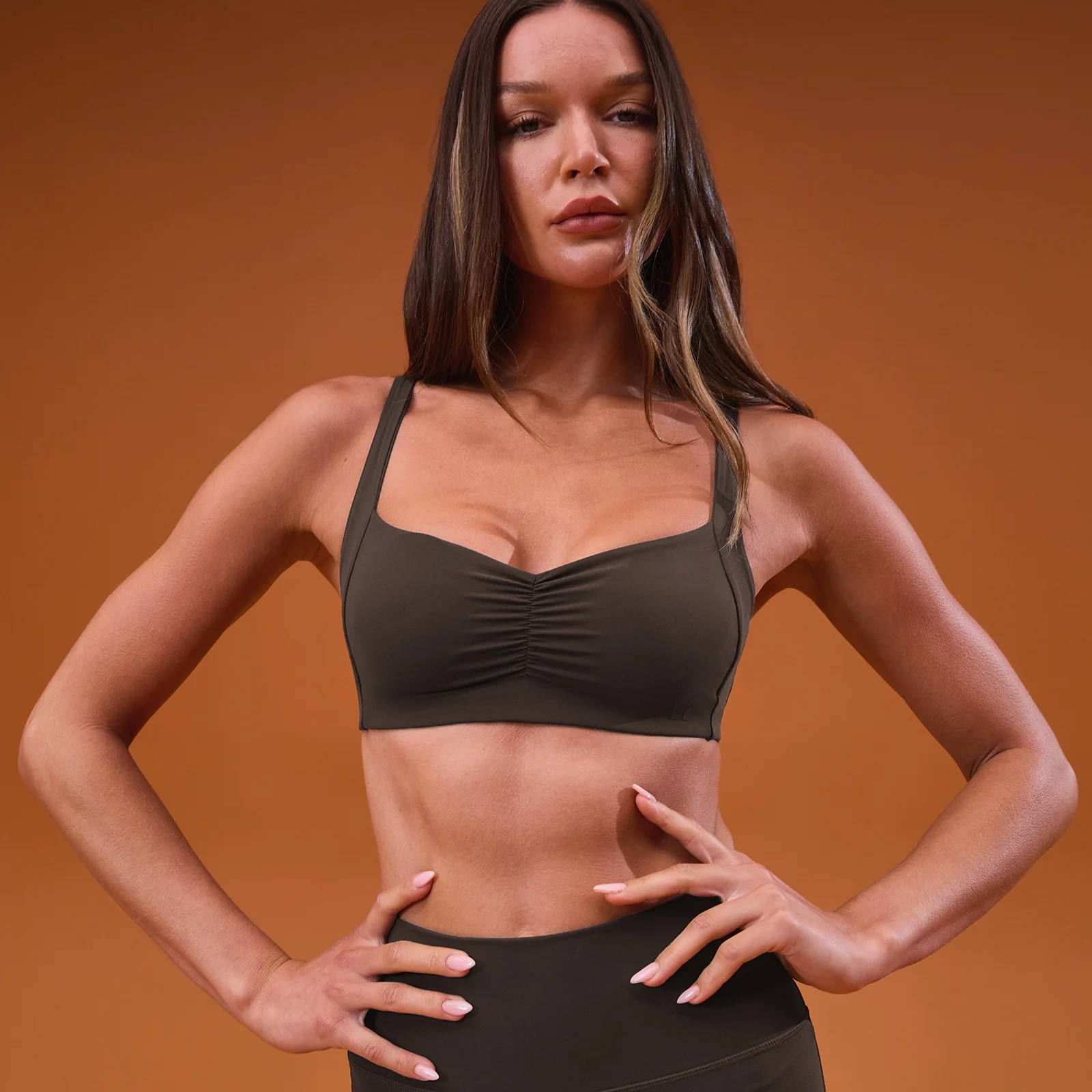 MP дамски спортен сутиен Tempo Scrunch Minimal - какао - XS Изображение 1