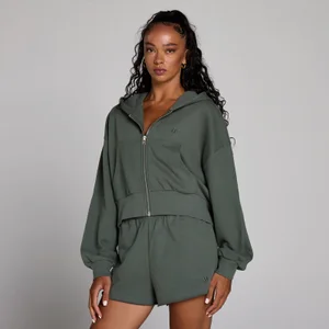 MP дамски суитшърт с качулка и цип - зелен - Size XS