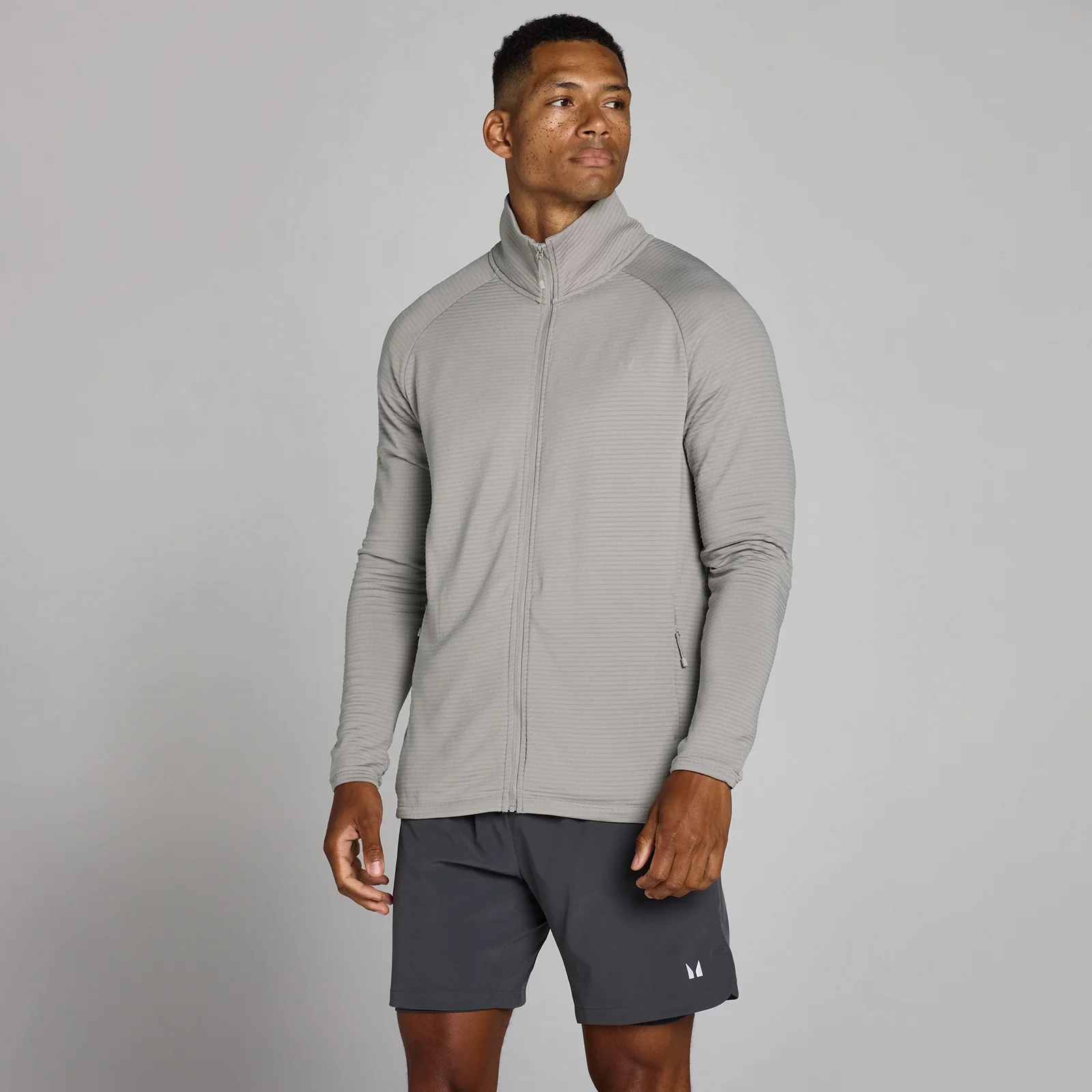MP Men's Training Ultra блуза с цип и вафлена текстура - варовиковосив - XS Изображение 1