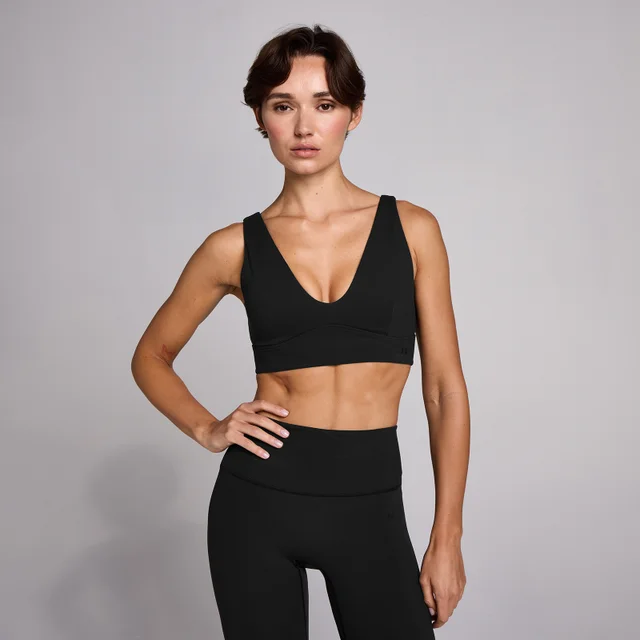 MP женски спортен сутиен SculptForm V-Neck Longline - черен