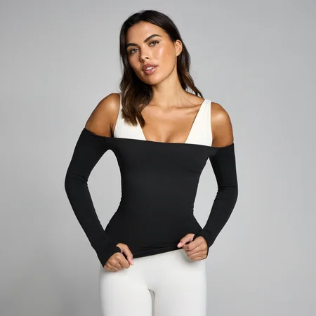 MP Дамски Tempo Off The Shoulder LS Топ - Черно