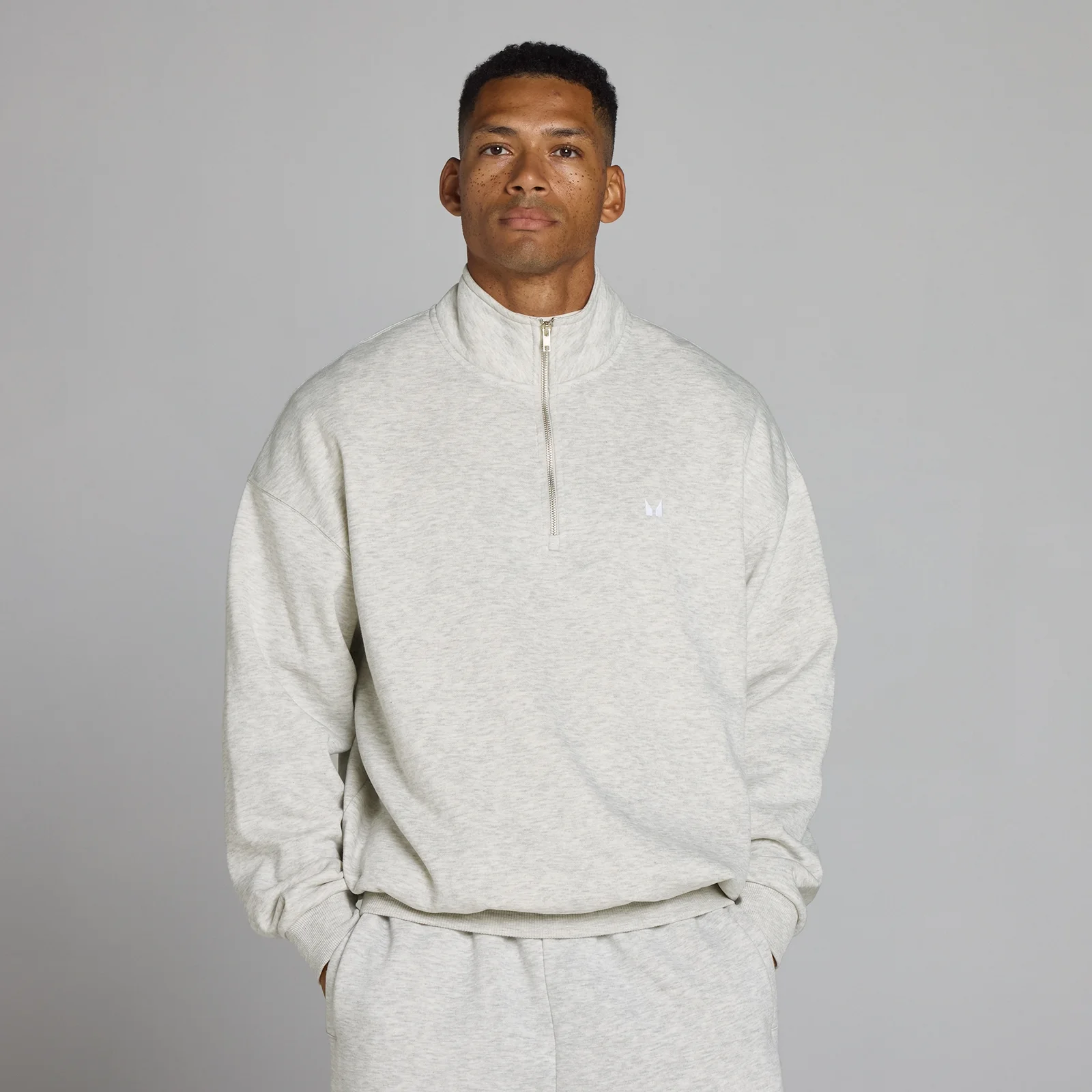 MP Men's Rest Day Oversized 1/4 Zip - Light Grey Marl - M Изображение 1